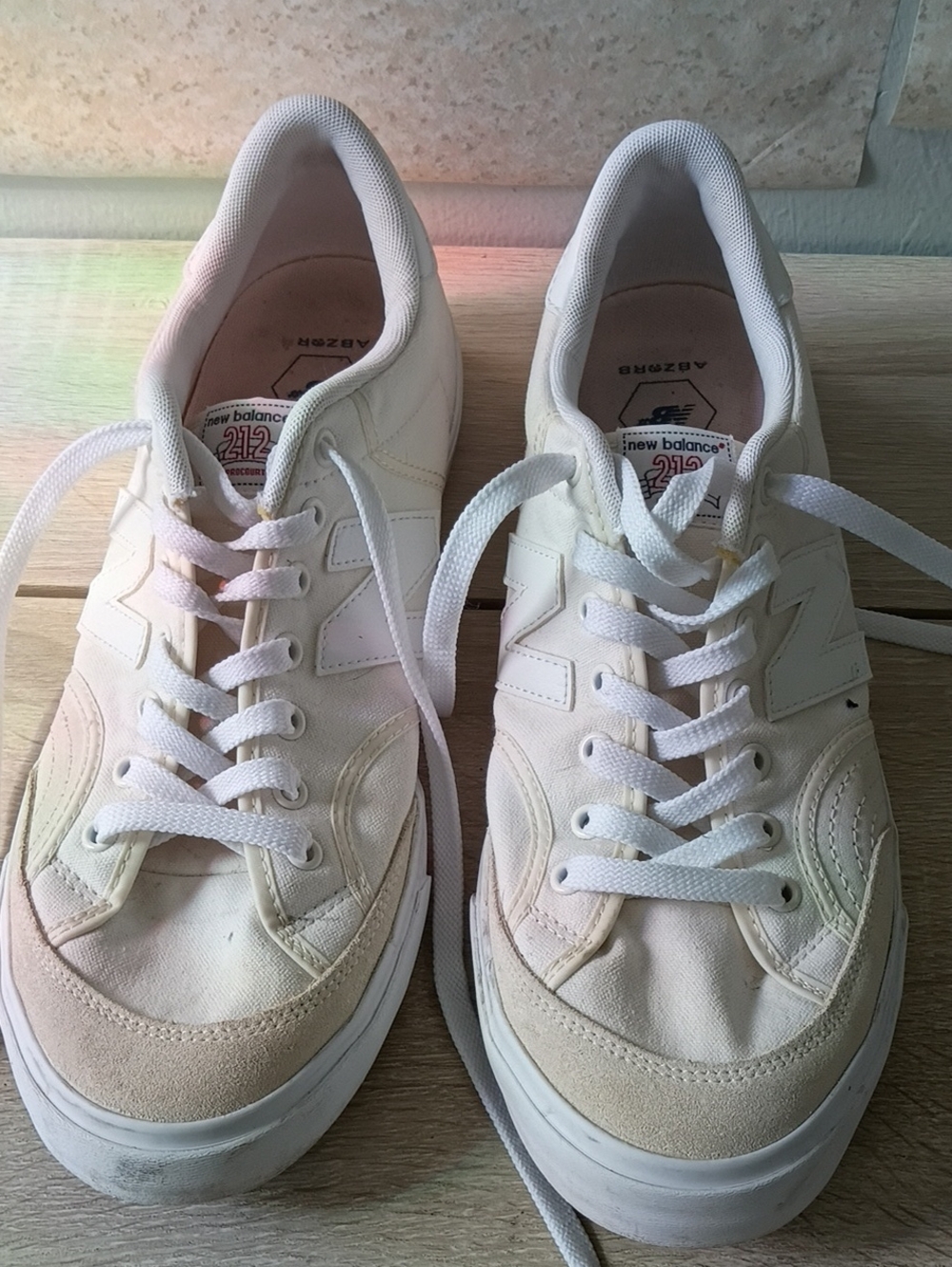 New Balance Men's Cream and White Lace-Up Sneakers